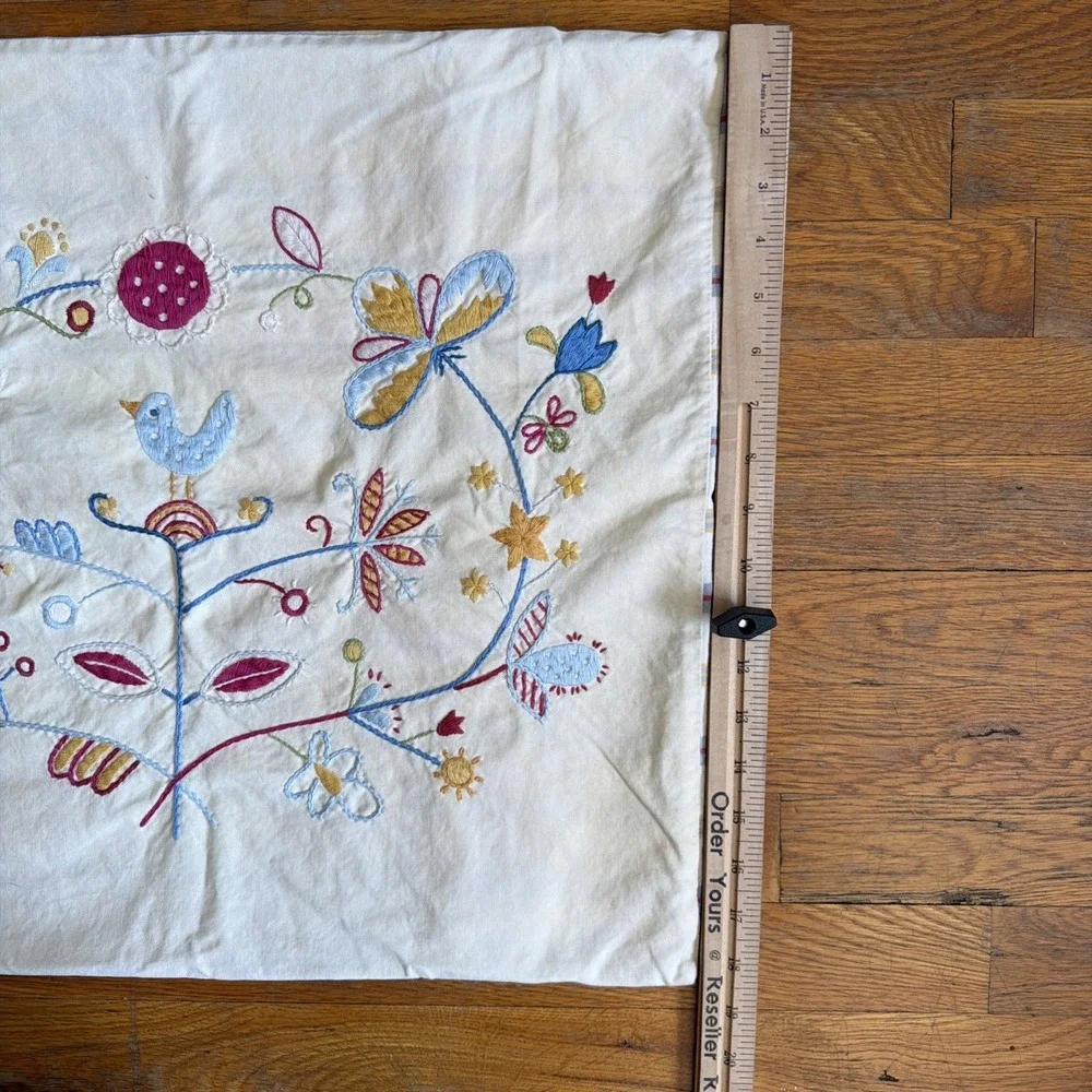 IKEA Alfhild Fagel Throw Pillow 18.5x21.25‎ Folk Art Embroidered Bohemian Floral